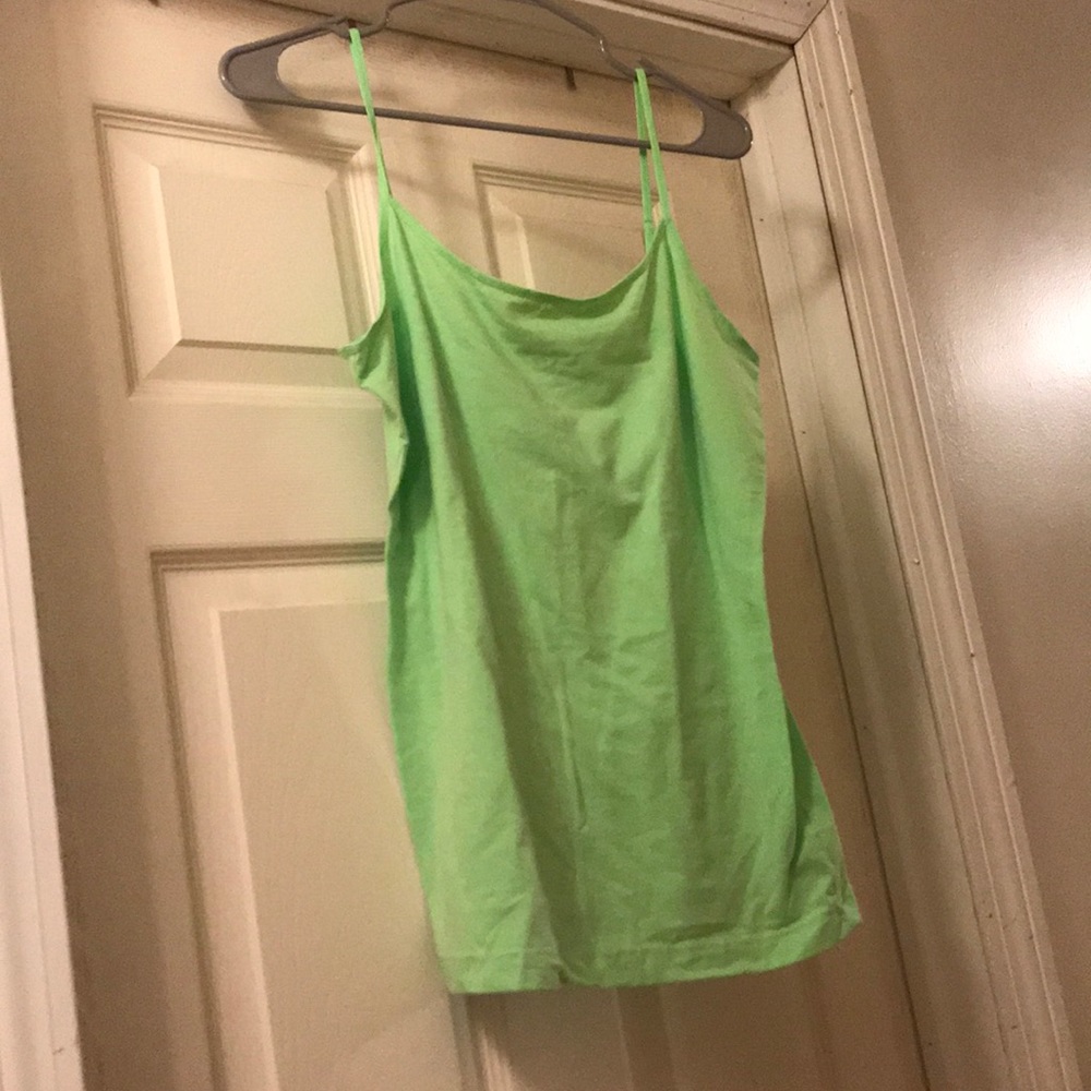 Green tank top.